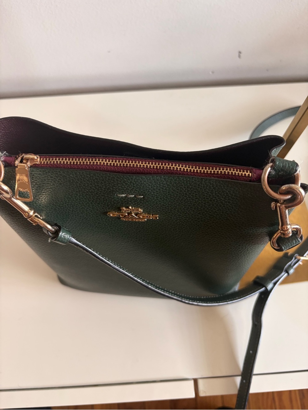 COACH Mollie Bucket Bag 22. Amazon Green Pebbled Leather, Read ⬇️ ! - Picture 7 of 16